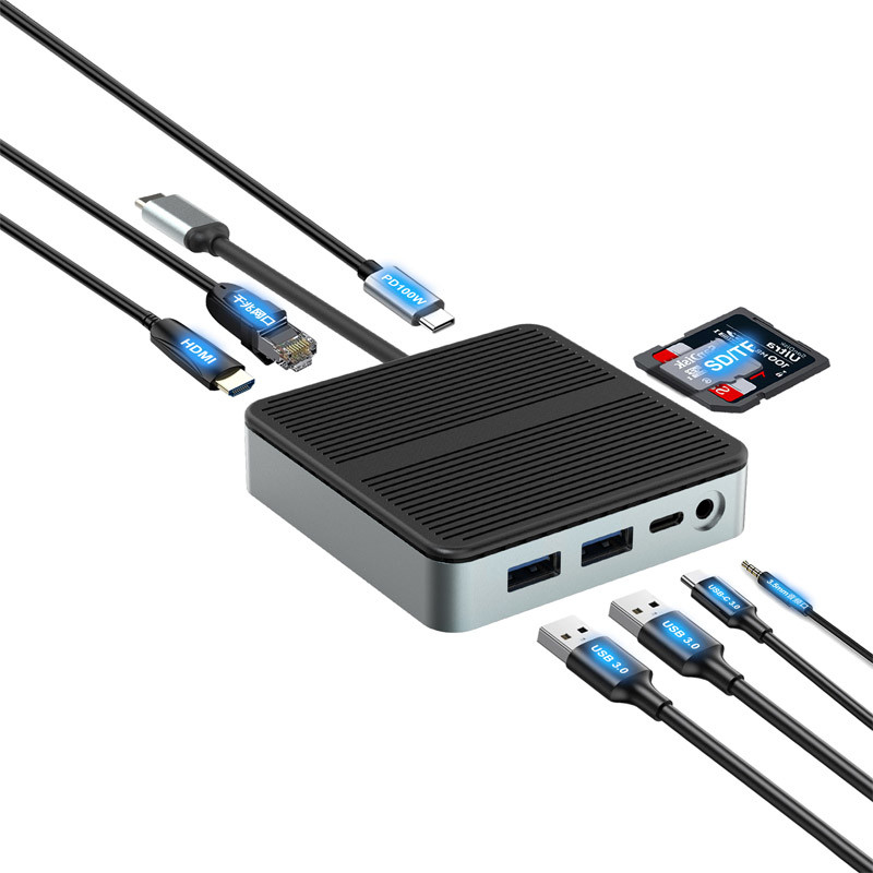 9 ใน 1 การโอนข้อมูลความเร็วรวดเร็ว USB 3.0 Port Hub Type C Port To HDMI Adapter