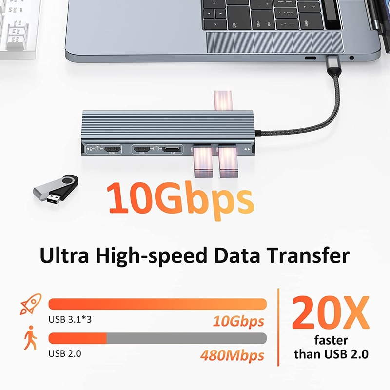 ความเร็วในการโอนข้อมูลสูงถึง 5/10Gbps การเชื่อมต่อคอมพิวเตอร์แล็ปท็อป Thunderbolt ด้วยการส่งพลังงาน 85/100W สําหรับผลงานที่แข็งแรง