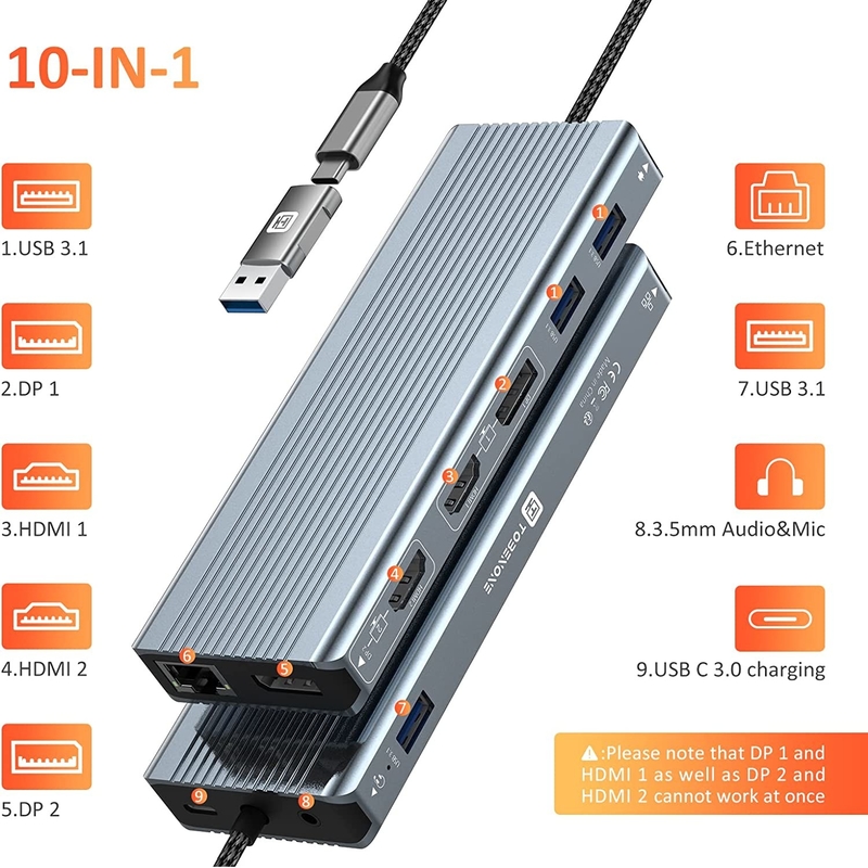 ความเร็วในการโอนข้อมูลสูงถึง 5/10Gbps การเชื่อมต่อคอมพิวเตอร์แล็ปท็อป Thunderbolt ด้วยการส่งพลังงาน 85/100W สําหรับผลงานที่แข็งแรง