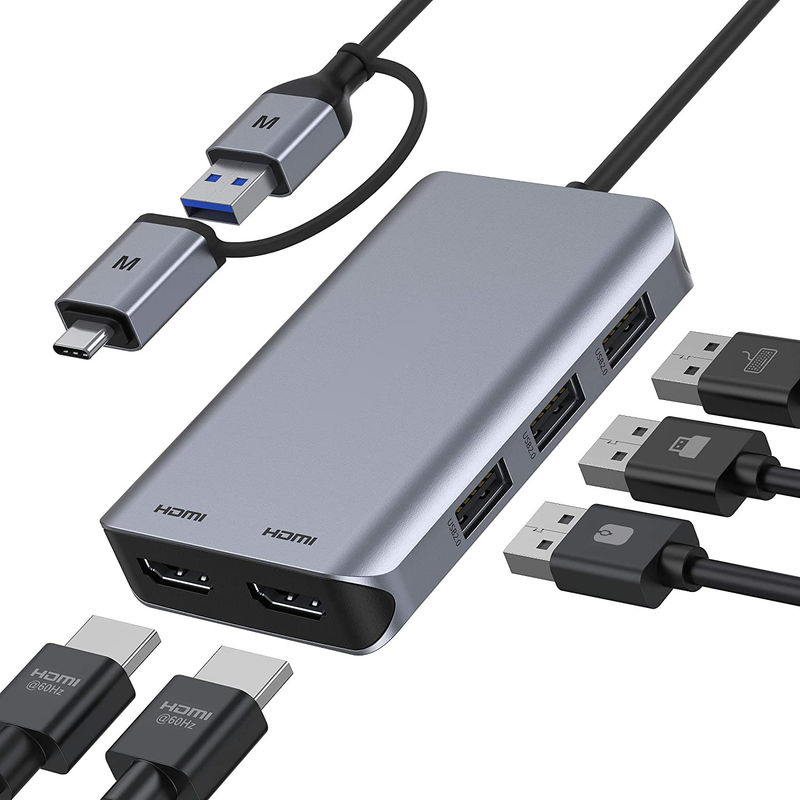 Loop Out USB C Type C Hub พร้อมการ์ดถ่ายวิดีโอ HDMI ความละเอียดสูง 4K 60Hz