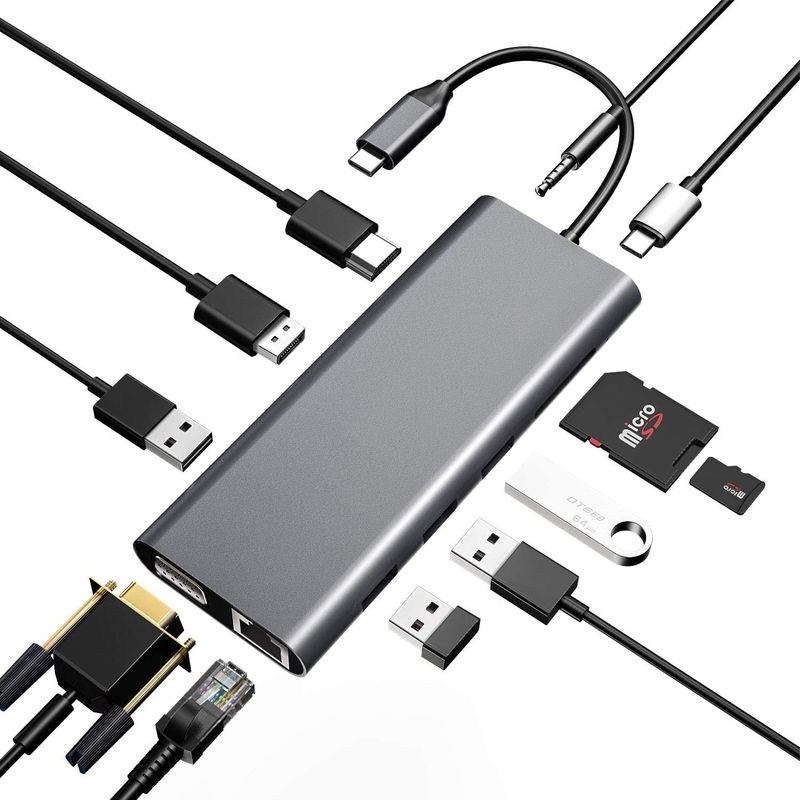 Loop Out USB C Type C Hub พร้อมการ์ดถ่ายวิดีโอ HDMI ความละเอียดสูง 4K 60Hz