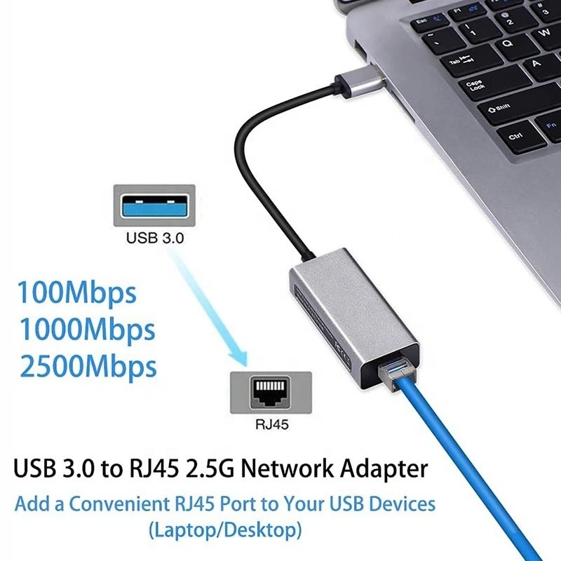 2500Mbps ความเร็วสุดยอด 2.5G USB 3.0 แอดป์การ์ดเครือข่าย พร้อม 2.5G Gigabit Ethernet