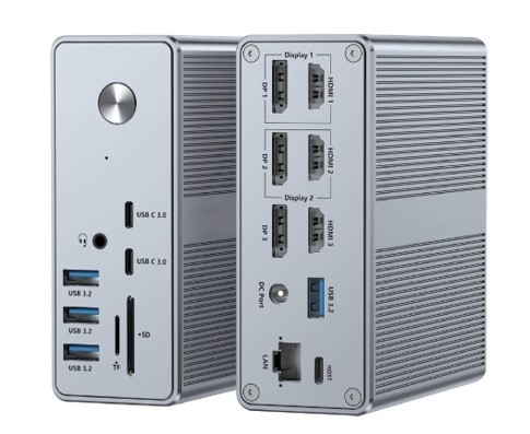 การจัดส่งพลังงานสูงสุด 120W USB-C Hub Docking Station WithMicroSD3.0 Card Reader กับการทํางาน