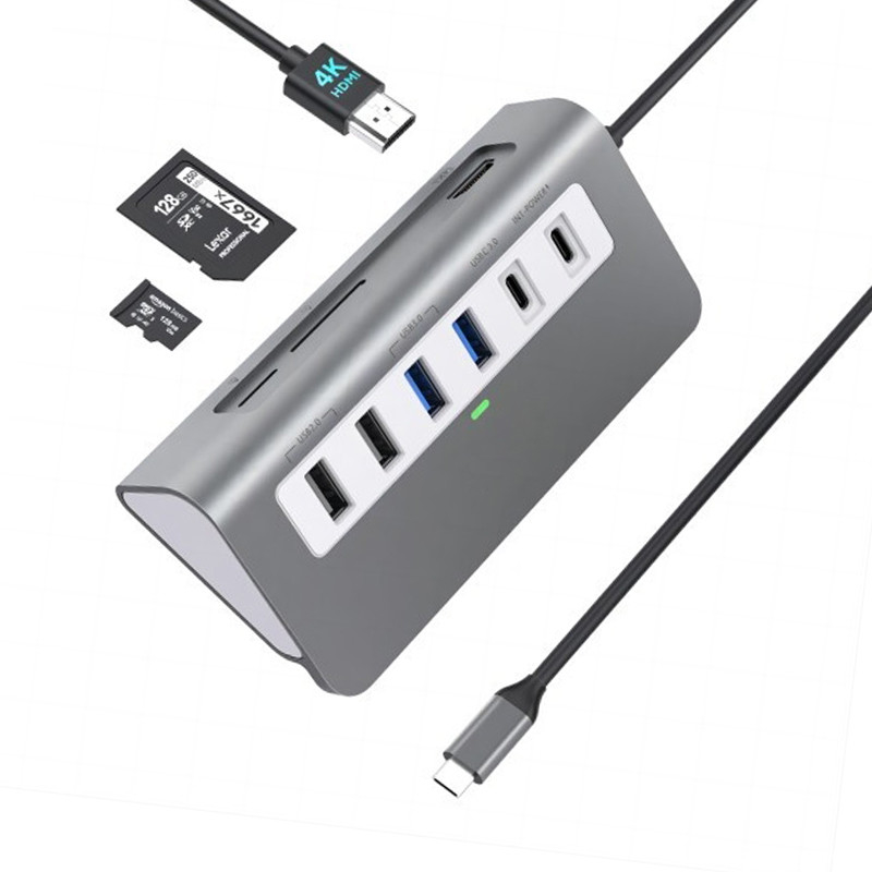 9 ใน 1 สถานี docking พกพาสําหรับคอมพิวเตอร์แล็ปท็อป ด้วย SD Card Reader HDMI 4K
