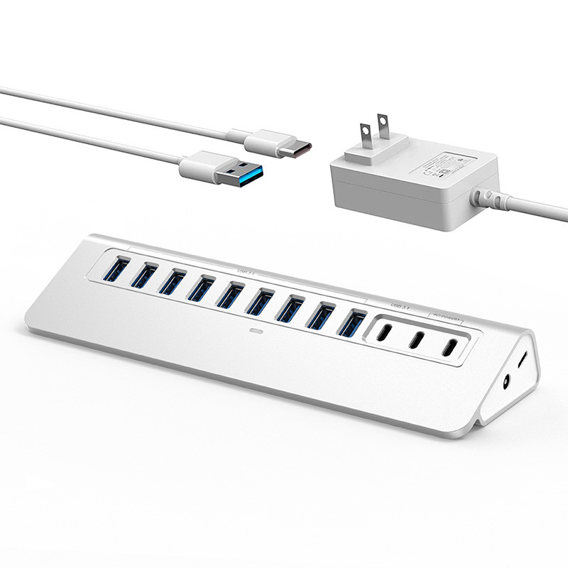 USB Type-C Hub พร้อมพอร์ตประเภท C และวัสดุจากสแตนเลสอลูมิเนียม