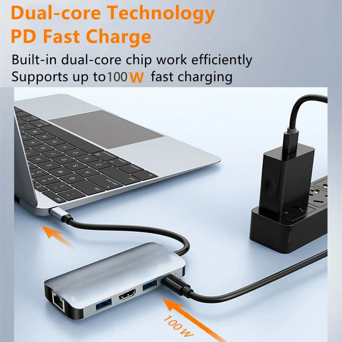 13 ใน 1 USB C Hub Docking Station ดับเบิลดิสเพลย์ ดับเบิลดิสเพลย์พร้อมเสียง