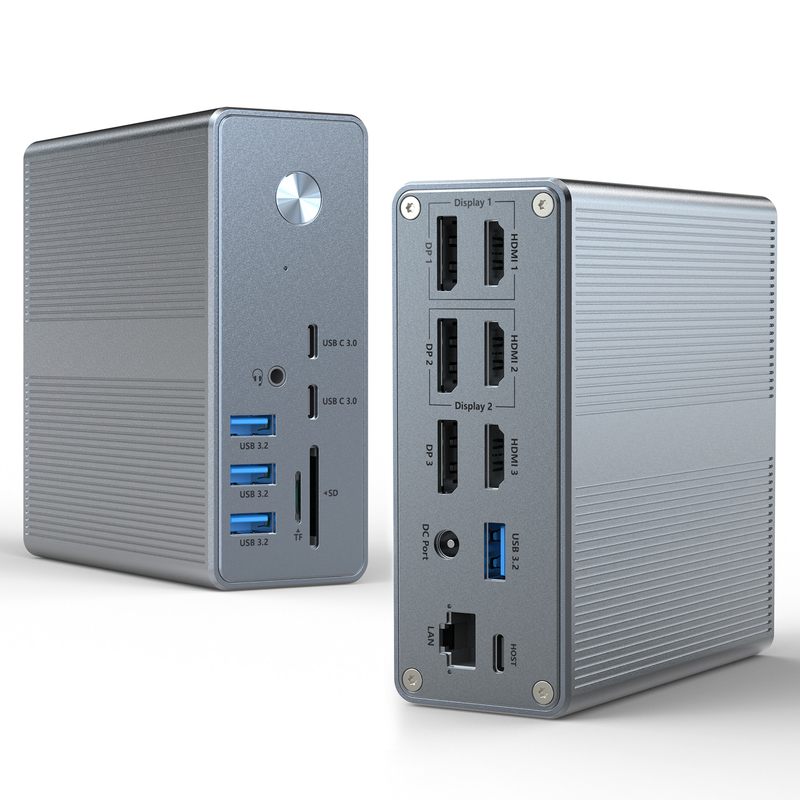 อลูมิเนียมสลัดและวัสดุ ABS สถานี dock USB C พร้อม SD / TF Card Reader Plug And Play การเชื่อมต่อ