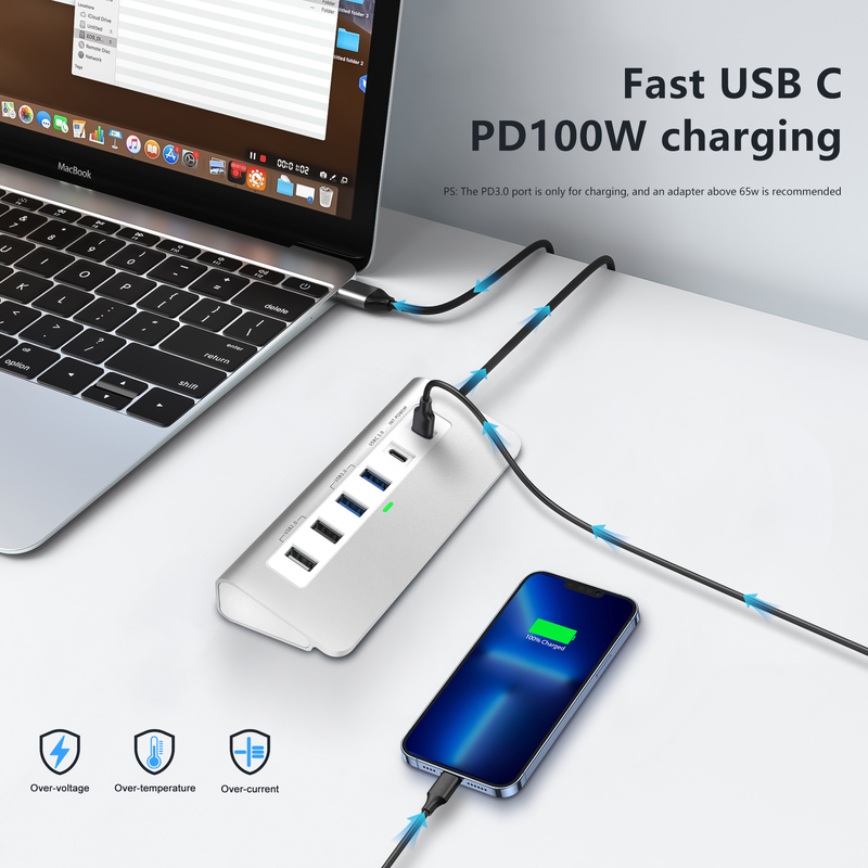 คุณสมบัติเพิ่มเติม สถานี dock USB-C 9 ใน 1 พร้อมคู่มือการใช้งานและการออกแบบที่คอมแพคต์