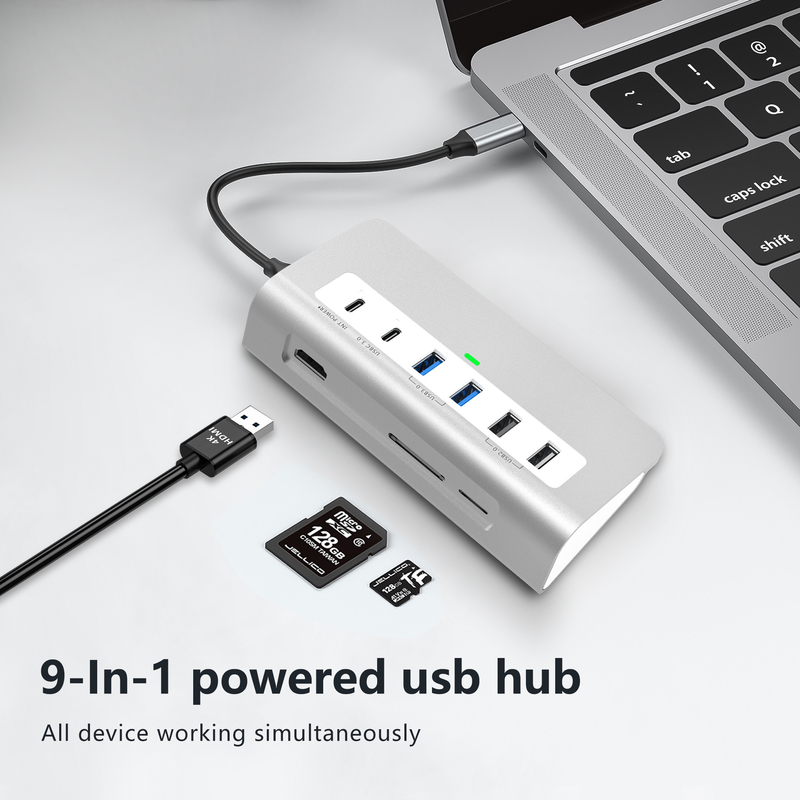 คุณสมบัติเพิ่มเติม สถานี dock USB-C 9 ใน 1 พร้อมคู่มือการใช้งานและการออกแบบที่คอมแพคต์
