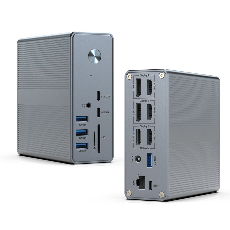18 ใน 1 สถานี dock USB-C ความละเอียดสูงถึง 4K กับ Display Link Extend Mode