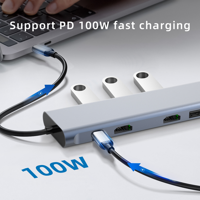 Type C Usb Multi Port Hub USB Type-C Adapter ที่มีพอร์ต USB 3.0 และ RU6A-H2