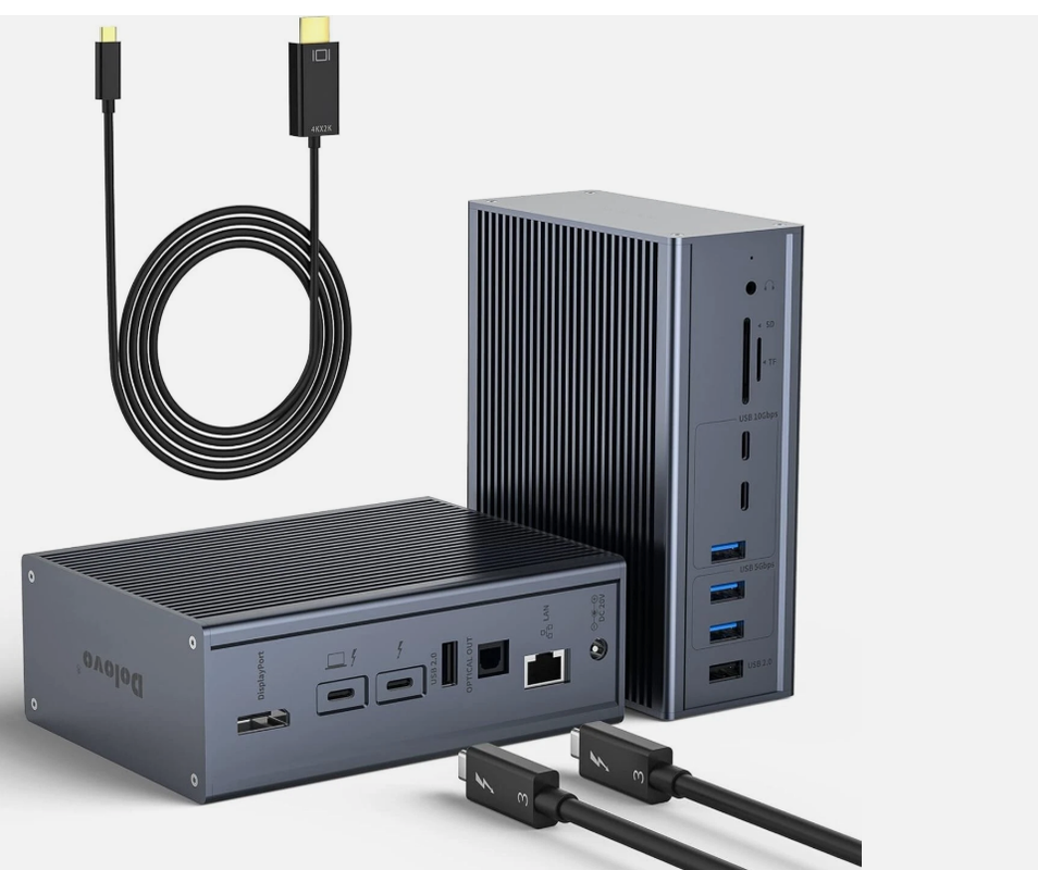 สถานีเชื่อมต่อ Thunderbolt 3 16-in-1 พร้อมเอาต์พุต DP1.4 ความเร็ว 40Gbps และการชาร์จ PD 65W
