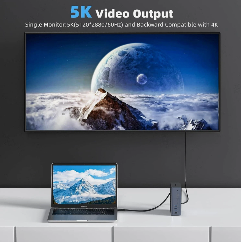 สถานีเชื่อมต่อ Thunderbolt 3 16-in-1 พร้อมเอาต์พุต DP1.4 ความเร็ว 40Gbps และการชาร์จ PD 65W