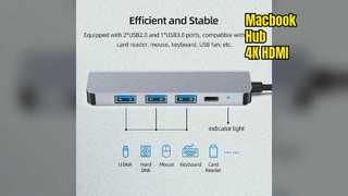 Macbook USB C Hub 4K HDMI USB 3.0 PD ชาร์จ